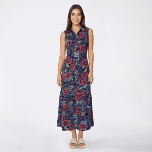 Womens Emily Daniels Sleeveless Floral Ruffle Hem Midi Dress